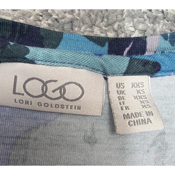 LOGO by Lori Goldstein Printed Knit Top with Long Sleeves Blue Print Tunic XXS - Picture 5 of 6